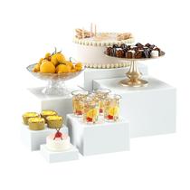 Caixas de acrílico OKBHTS para display Buffet Risers, 6 unidades brancas Caixas de acrílico OKBHTS para display Buffet Risers, 6 unidades brancas