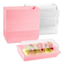 Caixas de alimentos Leafiew, pacote com 50 unidades, Clear Treat, 7,5 x 8,4 x 6,4 cm (rosa) Caixas de alimentos Leafiew, pacote com 50 unidades, Clear Treat, 7,5 x 8,4 x 6,4 cm (rosa)