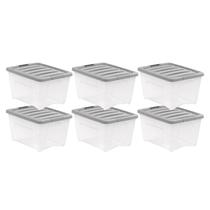 Caixas de armazenamento Amazon Basics, empilháveis de 32 litros, pacote com 6 Caixas de armazenamento Amazon Basics, empilháveis de 32 litros, pacote com 6