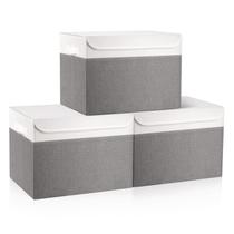 Caixas de armazenamento Bagnizer Large 40L/42,5x30,5 x 30,5 cm, cinza, pacote com 3
