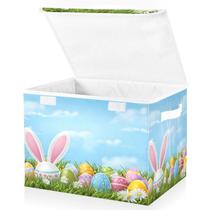 Caixas de armazenamento Bolaz Easter Bunny Ear Ear Egg com tampa e alça 32x42cm