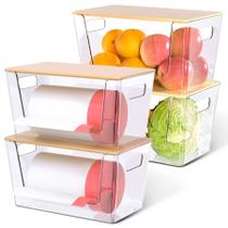 Caixas de armazenamento CiwiVoki empilháveis de batata e cebola x4 com tampa de bambu