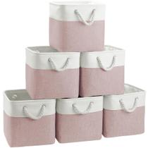 Caixas de armazenamento com acabamento Bo Cube 11 x 11 polegadas, pacote com 6 (branco/rosa)