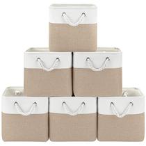 Caixas de armazenamento Cube Patvingot, 28 cm, dobráveis, pacote com 6 (brancas e cáqui) Caixas de armazenamento Cube Patvingot, 28 cm, dobráveis, pacote com 6 (brancas e cáqui)