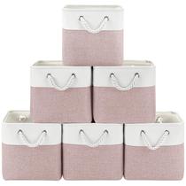 Caixas de armazenamento Cube Patvingot 28x28x28cm, pacote com 6 (brancas e rosa)