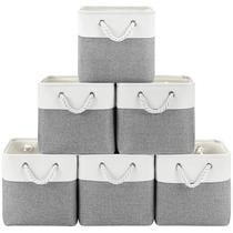 Caixas de armazenamento Cube Patvingot 28x28x28cm, pacote com 6 (branco e cinza) Caixas de armazenamento Cube Patvingot 28x28x28cm, pacote com 6 (branco e cinza)