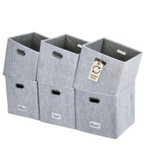 Caixas de armazenamento: cubo de feltro DECOMOMO de 28 cm com etiquetas, 6 peças, cinza claro