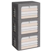 Caixas de armazenamento CyHom, tecido de linho dobrável, 36 litros (pacote com 3), cinza escuro