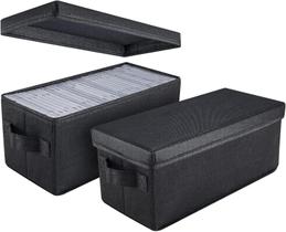 Caixas de armazenamento de CD UENTIP, pacote com 2 estojos, pretas Caixas de armazenamento de CD UENTIP, pacote com 2 estojos, pretas