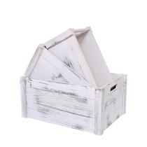 Caixas de armazenamento de madeira SENRYEE Farmhouse Antique White Set 3