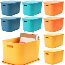 Caixas de armazenamento de plástico colorido Hoolerry com tampa, 8 unidades (36x26x24cm)