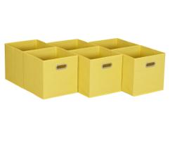 Caixas de armazenamento de tecido Household Essentials Yellow (pacote com 6) Caixas de armazenamento de tecido Household Essentials Yellow (pacote com 6)