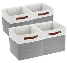 Caixas de armazenamento DECOMOMO Cube 33x33x33cm Cinza/Branca (4 unidades)
