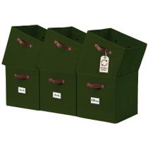 Caixas de armazenamento DECOMOMO Cube com etiquetas 26,5 x 26,5 x 28 cm Olive 6 unidades
