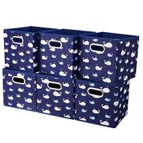 Caixas de armazenamento do cubo de tecido Whale10.5x 10.5 x 11 em Foldabe Navy Blue Storage Cubes Folding Cloth Storage Cubes Collapsible Cube Inserts Storage Baskets Drawer for Cube Organizer Closet QY-SC11-6 - HSDT