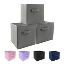 Caixas de armazenamento EBIGIC Mini Size, pacote com 3 unidades, Cube Grey Fabirc Caixas de armazenamento EBIGIC Mini Size, pacote com 3 unidades, Cube Grey Fabirc