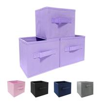 Caixas de armazenamento EBIGIC Purple pacote com 3 23x19x19cm, tamanho mini Caixas de armazenamento EBIGIC Purple pacote com 3 23x19x19cm, tamanho mini