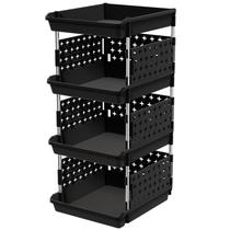 Caixas de armazenamento empilháveis Lifewit de 4 camadas para armário, tampa de 80 libras