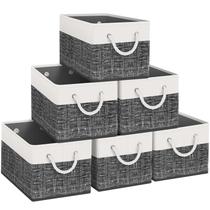 Caixas de armazenamento Fab Totes dobráveis, pacote com 6, brancas e pretas
