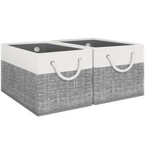 Caixas de armazenamento Fab Totes, pacote com 2 unidades, dobráveis, brancas e cinza