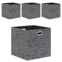 Caixas de armazenamento Fboxac Cube 33x33cm, caixa dobrável de linho, conjunto de 4