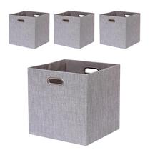 Caixas de armazenamento Fboxac Cube 33x33x33cm, linho, dobrável, conjunto de 4