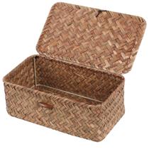 Caixas de armazenamento FEIALNDUO Seagrass com tampa para prateleiras de café