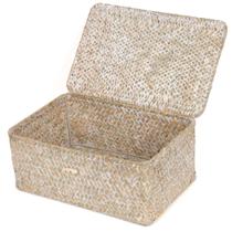 Caixas de armazenamento FEIALNDUO Seagrass com tampa para prateleiras de mesa