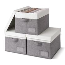 Caixas de armazenamento GRANNY SAYS Linen, pacote com 3 tampas, 40x31x26,5 cm, cinza