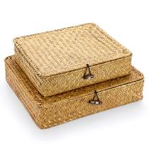 Caixas de armazenamento Hipiwe Woven Wicker Seagrass, conjunto de 2 caramelos Caixas de armazenamento Hipiwe Woven Wicker Seagrass, conjunto de 2 caramelos