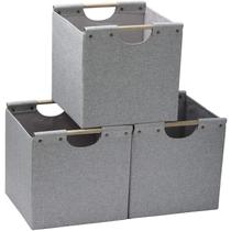 Caixas de armazenamento HOONEX dobráveis 30x30x30cm, tecido de linho, pacote com 3 Caixas de armazenamento HOONEX dobráveis 30x30x30cm, tecido de linho, pacote com 3