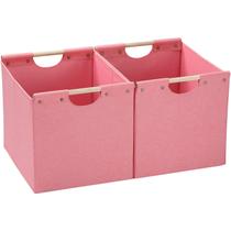 Caixas de armazenamento HOONEX, tecido de linho grande, pacote de 40 litros com 2, rosa Caixas de armazenamento HOONEX, tecido de linho grande, pacote de 40 litros com 2, rosa