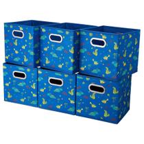 Caixas de armazenamento HSDT 6 Cube Blue Dobrável com Estampa de Dinossauro