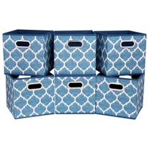 Caixas de armazenamento HSDT Cube 27x27x28cm, tecido azul, conjunto de 6 Caixas de armazenamento HSDT Cube 27x27x28cm, tecido azul, conjunto de 6