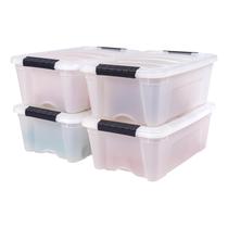 Caixas de armazenamento Iris USA 13L empilháveis com tampas, pacote com 4 pérolas Caixas de armazenamento Iris USA 13L empilháveis com tampas, pacote com 4 pérolas