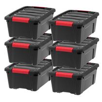 Caixas de armazenamento IRIS USA 13L empilháveis com tampas, pacote com 6 unidades pretas Caixas de armazenamento IRIS USA 13L empilháveis com tampas, pacote com 6 unidades pretas