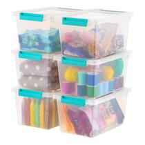 Caixas de armazenamento Iris USA 4L de plástico com tampas, pacote com 6 unidades transparentes Caixas de armazenamento Iris USA 4L de plástico com tampas, pacote com 6 unidades transparentes