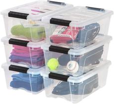 Caixas de armazenamento Iris USA de plástico empilhável de 13 Qt com tampas, pacote com 6 Caixas de armazenamento Iris USA de plástico empilhável de 13 Qt com tampas, pacote com 6