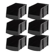 Caixas de armazenamento IRIS USA empilháveis com abertura frontal, pacote com 6 unidades, Jumbo Black