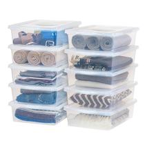 Caixas de armazenamento IRIS USA, pacote com 10 caixas de sapatos de 2 litros com tampas, sem BPA