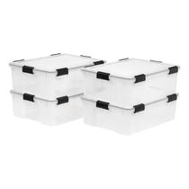 Caixas de armazenamento IRIS USA WeatherPro 41 Qt com tampas, pacote com 4 unidades transparentes/pretas Caixas de armazenamento IRIS USA WeatherPro 41 Qt com tampas, pacote com 4 unidades transparentes/pretas