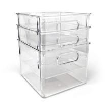 Caixas de armazenamento Isaac Jacobs Medium Clear Plastic, pacote com 3