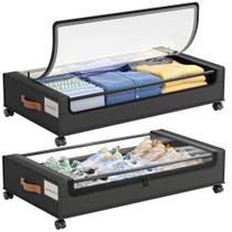 Caixas de Armazenamento LAMU 60L com Rodas e Tampa Transparente para Debaixo da Cama Caixas de Armazenamento LAMU 60L com Rodas e Tampa Transparente para Debaixo da Cama