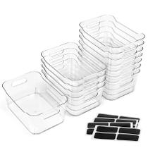 Caixas de armazenamento LANDNEOO de plástico transparente multiuso 9,6 L x 6,6 L x 4,1 H, pacote com 12