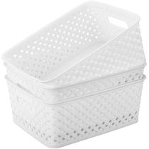 Caixas de armazenamento MaxGear Plastic White, tamanho médio, pacote com 3