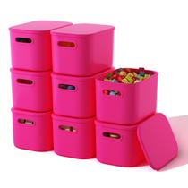 Caixas de armazenamento ORGIDOL Pink com tampas, pacote com 8, 25x17,5x14,5 cm