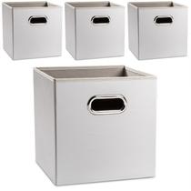 Caixas de armazenamento PRANDOM Leather Dobrable Cube 28x28x28cm pacote com 4