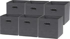 Caixas de armazenamento Simple Houseware, cubo dobrável, 28 cm, cinza escuro, pacote com 6 unidades Caixas de armazenamento Simple Houseware, cubo dobrável, 28 cm, cinza escuro, pacote com 6 unidades