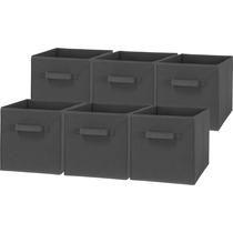 Caixas de armazenamento SIMPLE HOUSEWARE, cubo dobrável, 28 cm, cinza escuro, pacote com 6