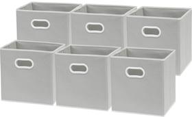 Caixas de armazenamento Simple Houseware, cubo dobrável, 28 cm, cinza, pacote com 6 Caixas de armazenamento Simple Houseware, cubo dobrável, 28 cm, cinza, pacote com 6